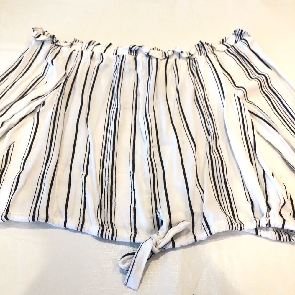 Striped Kendall & Kylie Off the shoulder Shirt